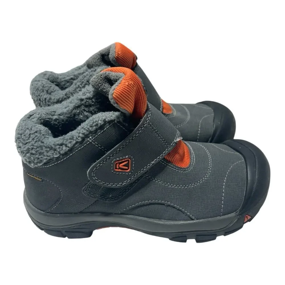 Keen Kootenay Boots Big Boys SIZE 4 Hook and Loop Hiking Gray Orange - Picture 4 of 5
